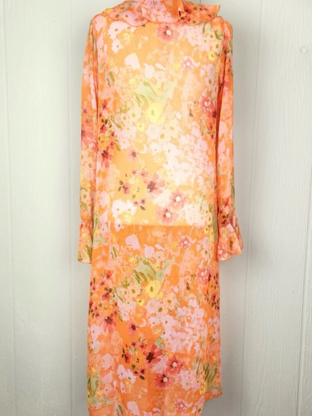 ๐ Wild Fable Orange Floral Ruffle Cover-Up XL ๐ - Picture 8 of 14